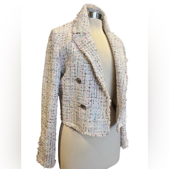 EUC From Aqua Tweed double breasted look cropped jacket - Picture 3 of 9